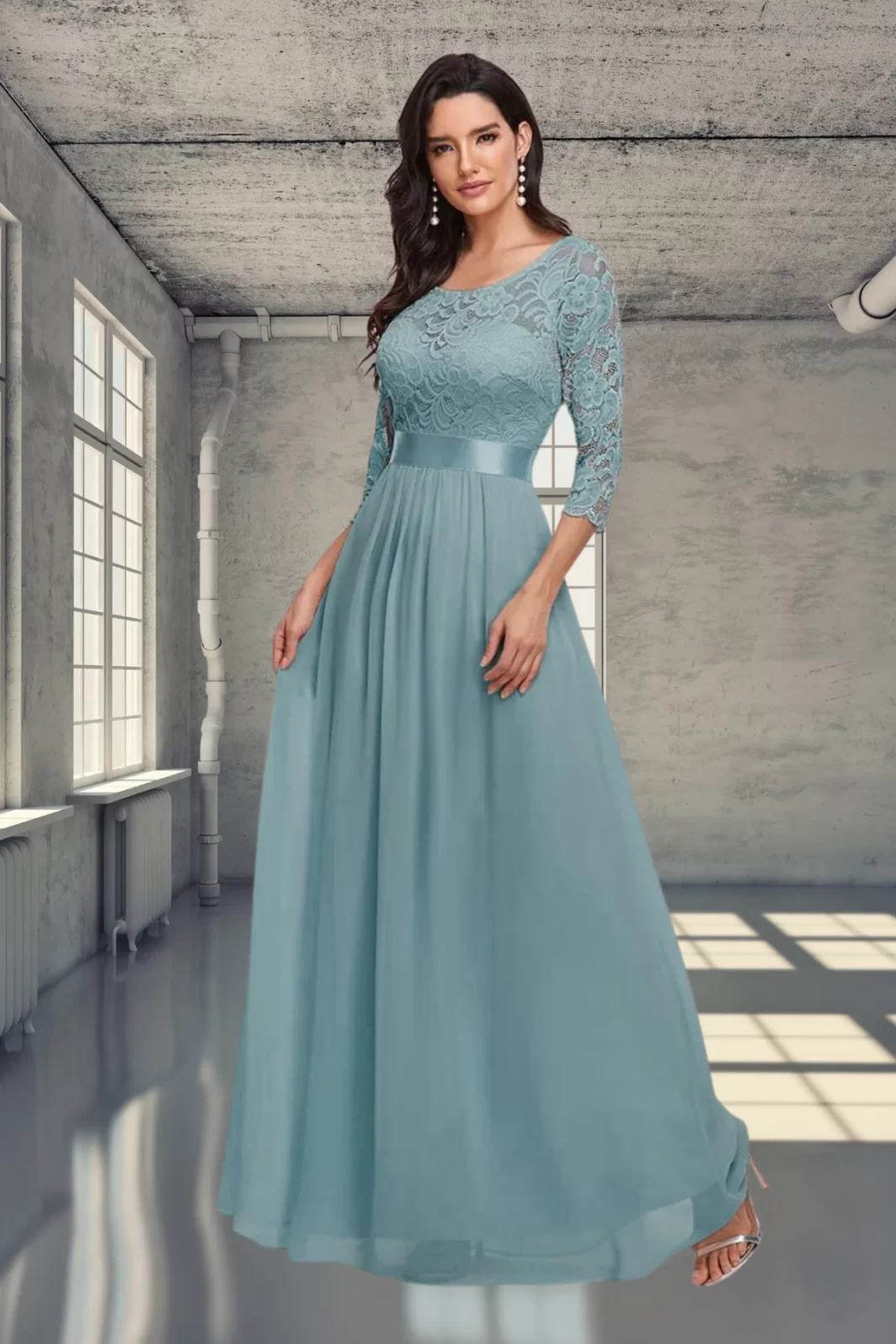 MARGARET, alkalmi maxi ruha TAVASZKÉK