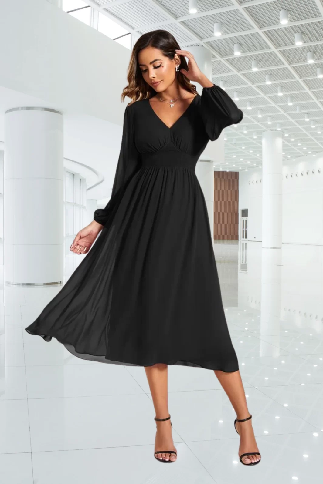 MAYA, A-vonalú koktélruha FEKETE