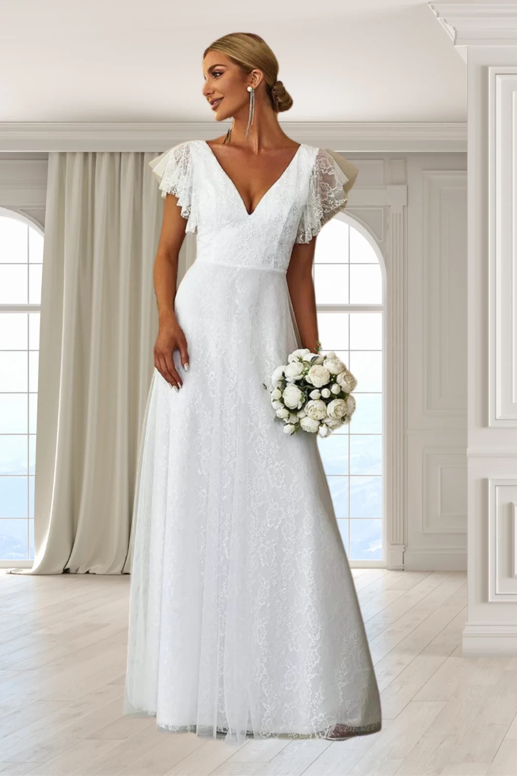 REBEKA, Tüll Fehér Menyasszonyi ruha