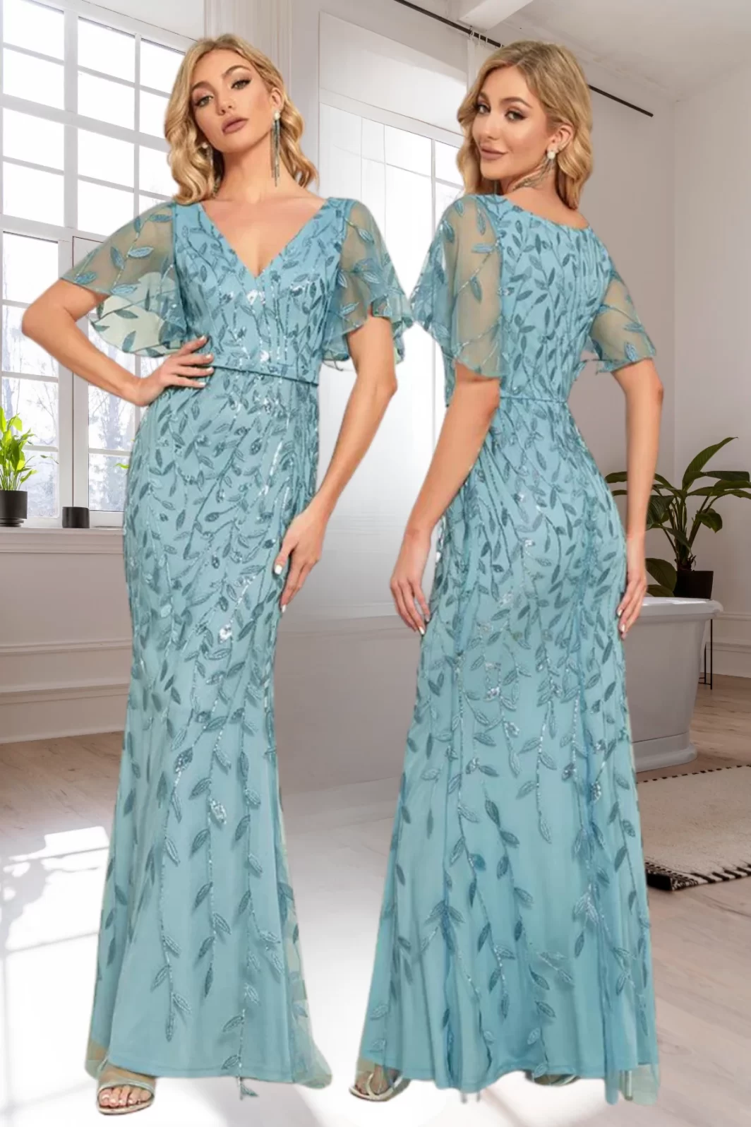 ROXANE, Hableány Fazonú Estélyi Ruha TAVASZKÉK