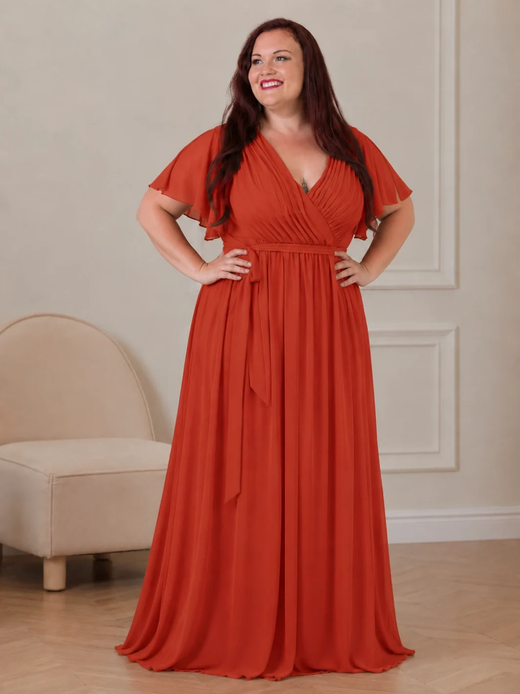 ISABELL, Alkalmi Maxi Ruha TÜZES NARANCS 34-54-ig.