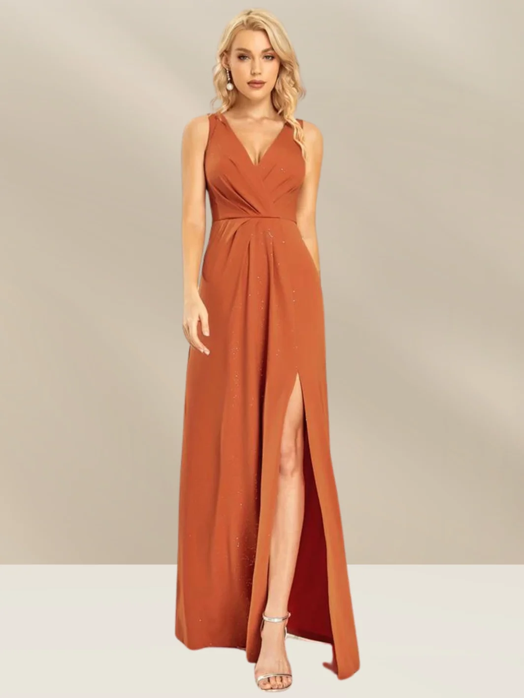 SUMMER, Glitteres Maxi Ruha ÉGETETT NARANCS