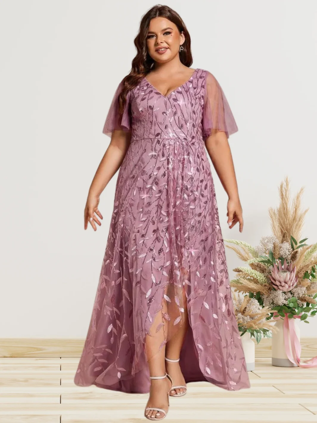 ELINA, A-vonalú, Sliccelt Flitteres Tüll KOKTÉLRuha ORCHIDEA