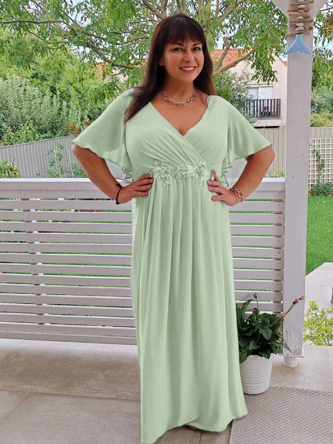 NORAH, Pillangó Alkalmi Maxi Ruha MENTAZÖLD