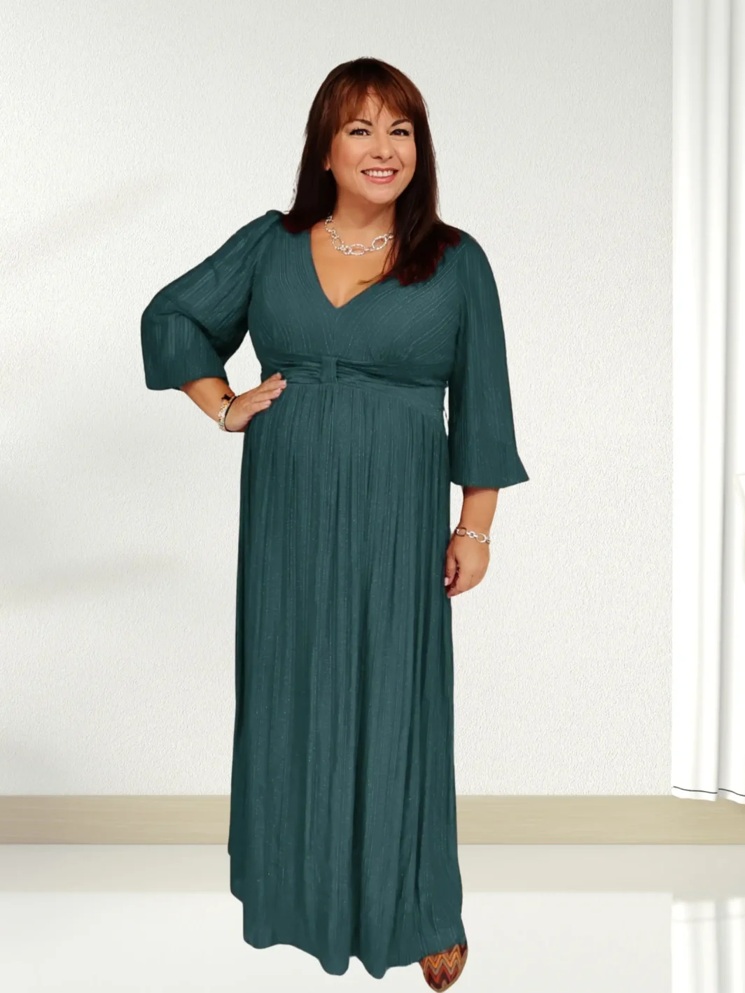 DIANA, Plus Size Estélyiruha, ZÖLDESKÉK VÁLASZTHATÓ UJJHOSSZ!