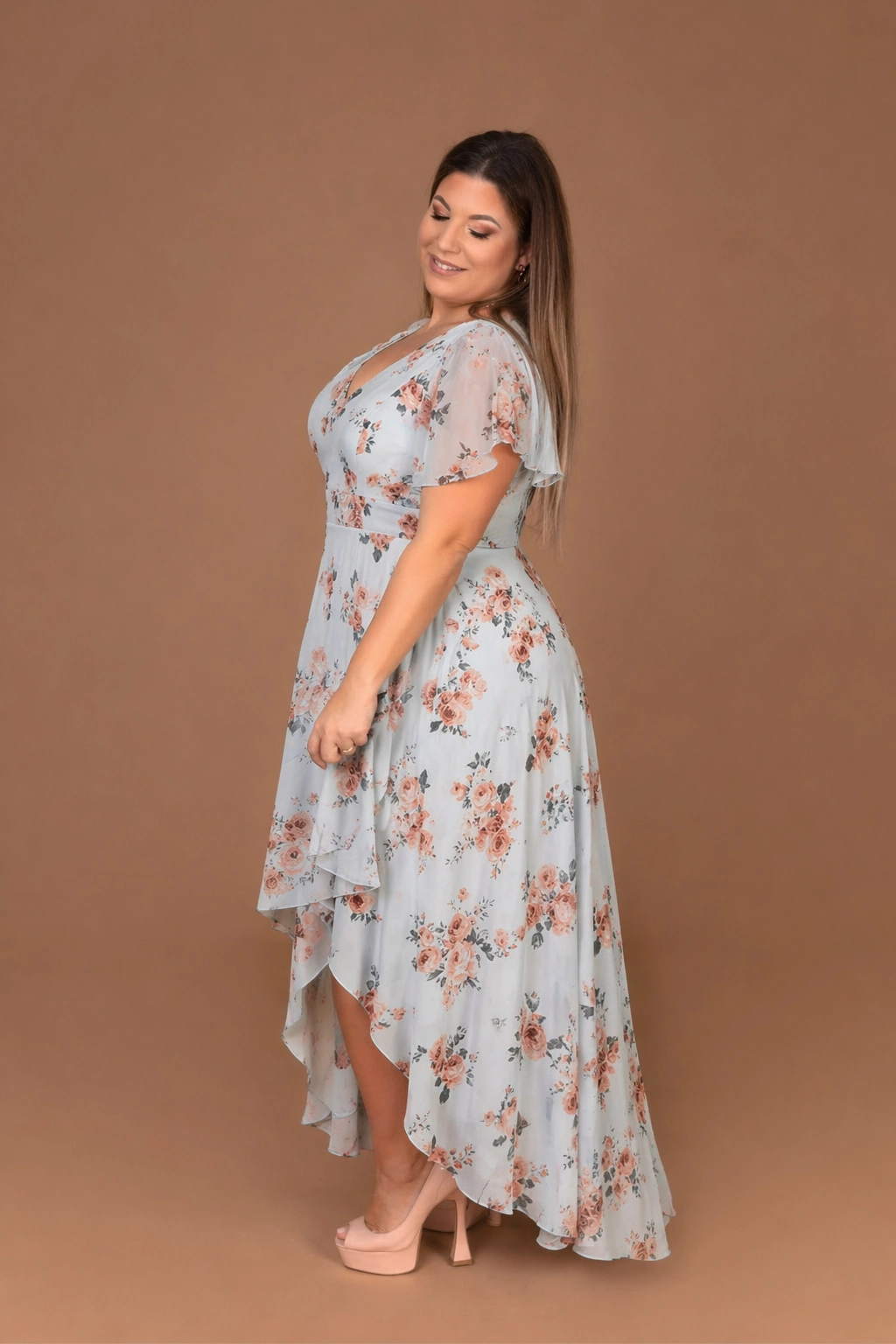 ENGLISH ROSE, A-Vonalú Fodros Alkalmi Koktélruha BABAKÉK 34-54-es méretig