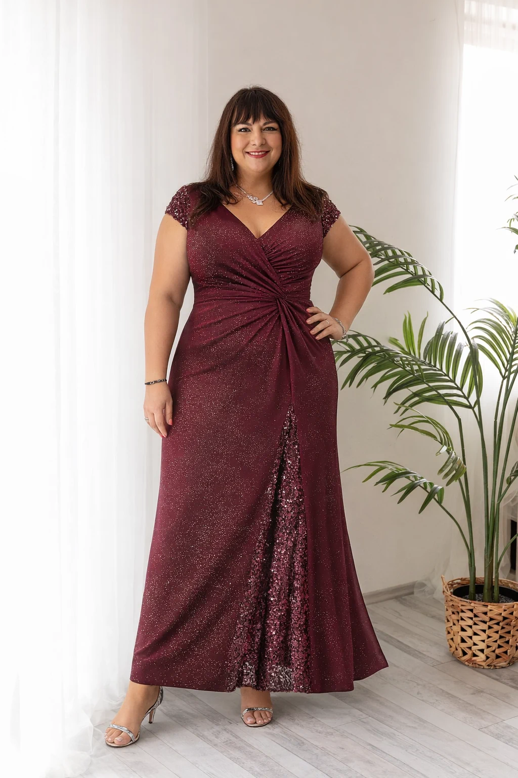 KAIA, Glitteres Maxi Ruha Burgundy (bordó) 36-54-es méretig!