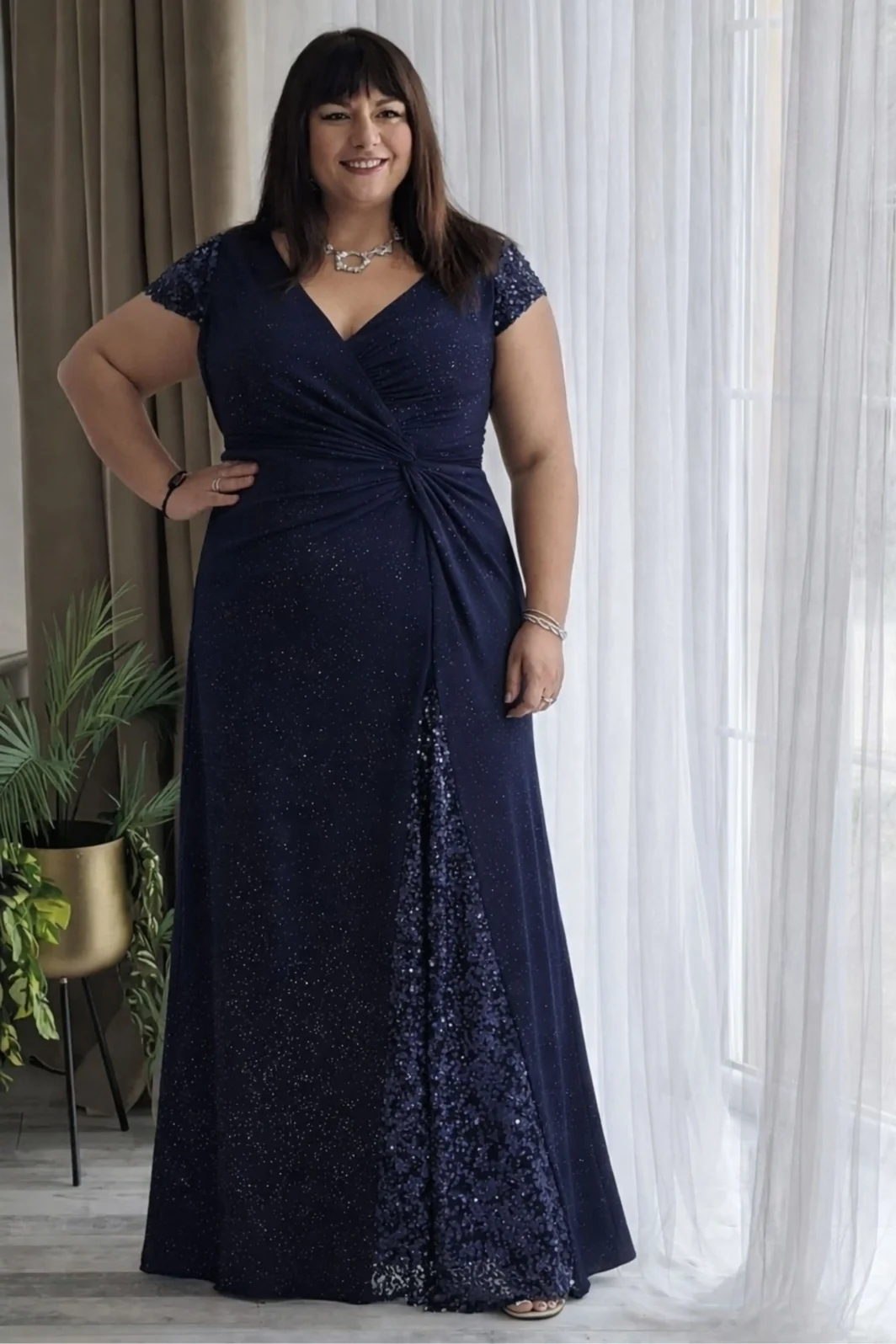 KAIA, Glitteres Maxi Ruha Sötétkék (Navy) 36-54-es méretig!