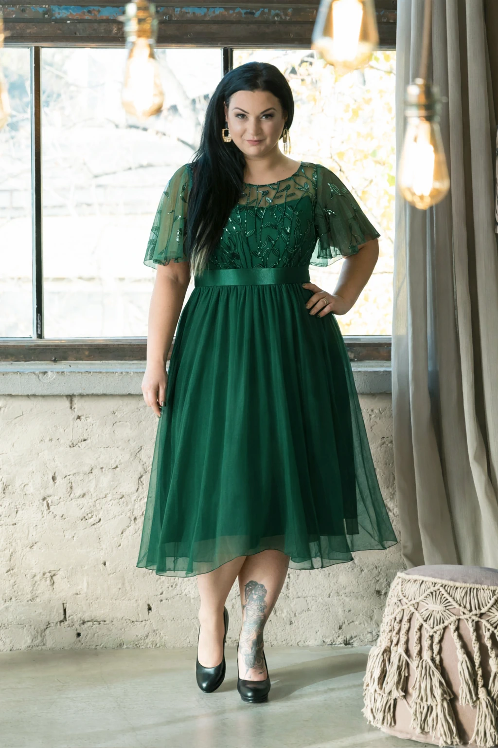 KESSY Flitteres, tüll, elegáns koktélruha 36-54-es méretig Sötétzöld