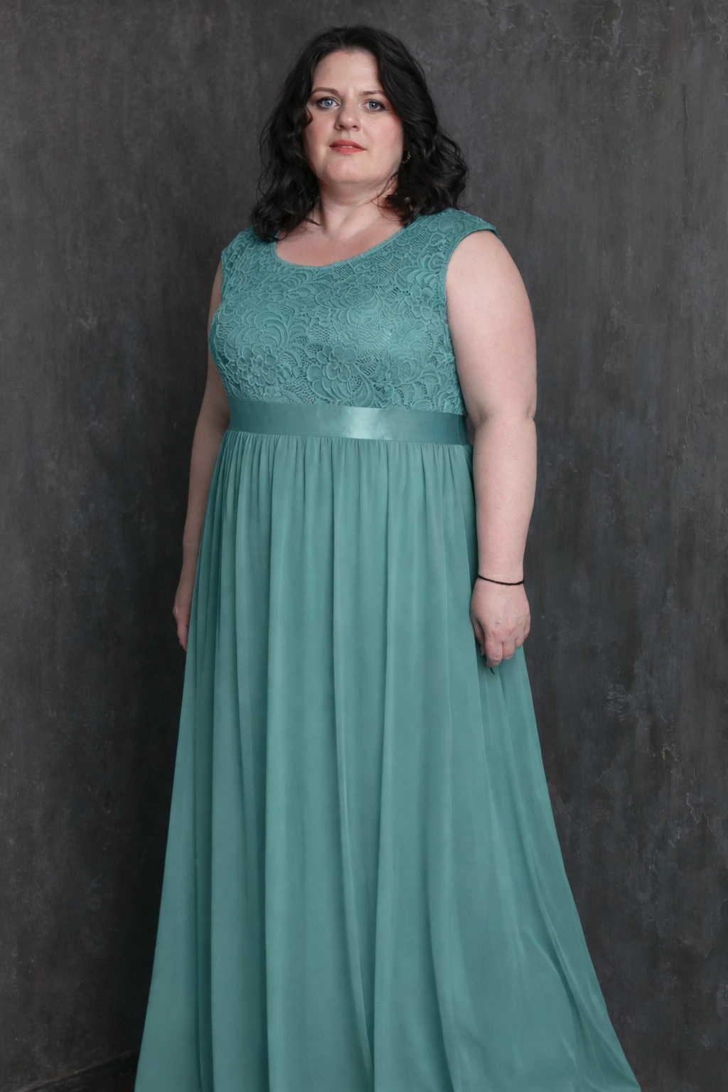 MEGAN, Plus Size csipkés alkalmi maxi ruha ZÖLDESKÉK 52-es és 54-es méret készleten! Választható ujjhossz! (másolat)