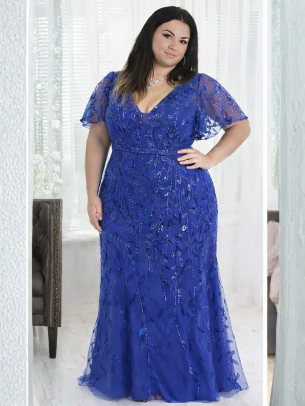 ROXANE, Hableány Fazonú Estélyi Ruha Zafírkék 34-54-es méretig