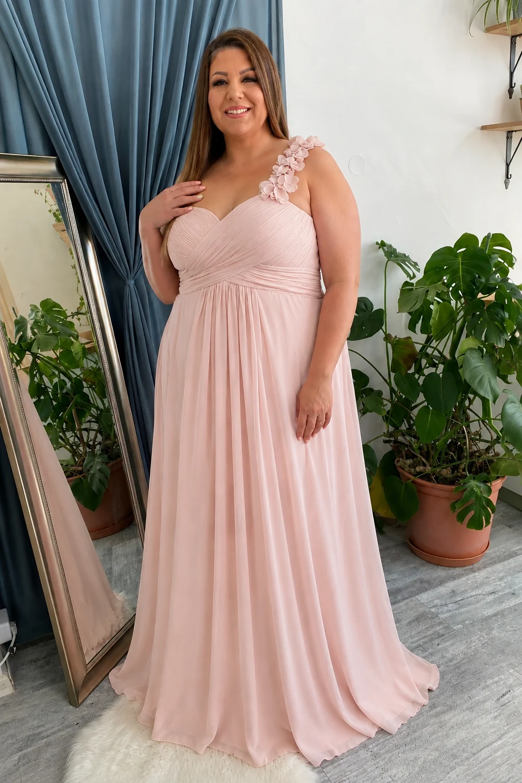 Rita, Egyvállas Alkalmi Maxi Ruha, PINK 42-es méret KÉSZLETEN