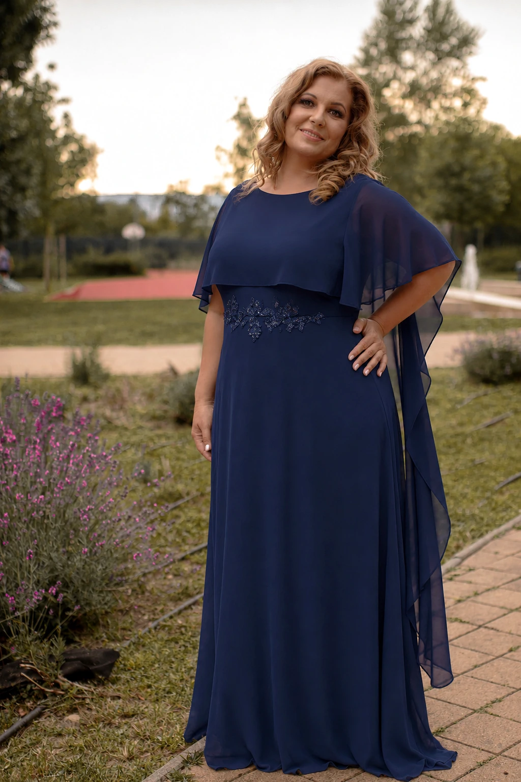 SANA, Egyedi Alkalmi Maxi Ruha, NAVY 36-54